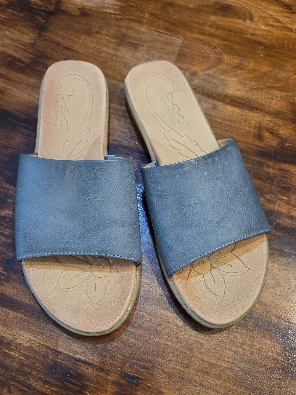 BOC Born Concept Sandals Slides Womens 8 M Blue Vegan Pebbled Leather Boho